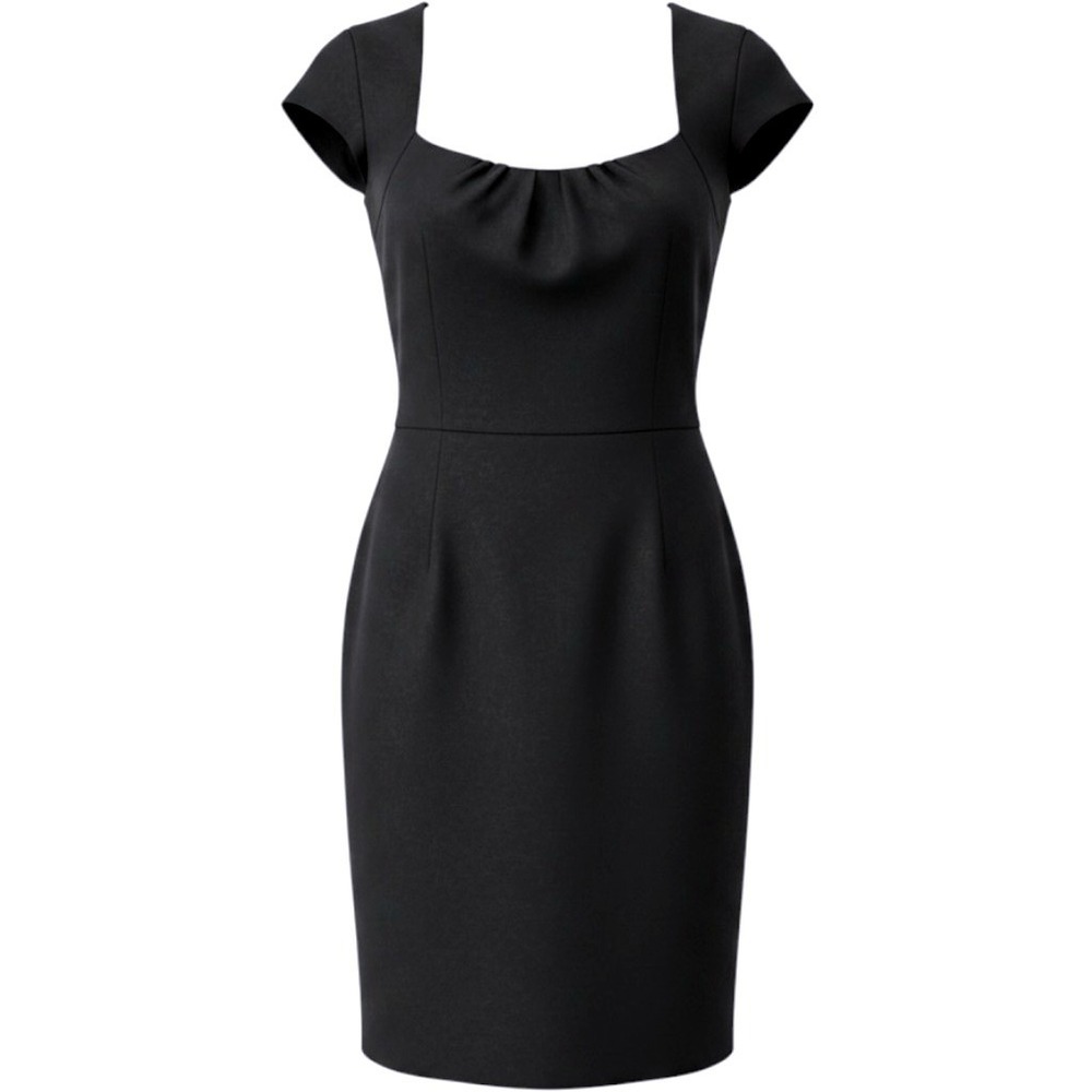 White House Black Market ~ Sheath Dress ~ Size 12~Black/Cap Sleeve/Square Neck